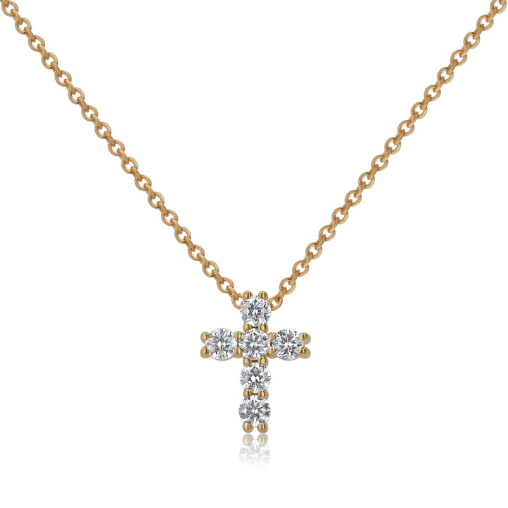 0.25ct Lab-Grown Diamond Cross Necklace in 14K Yellow Gold