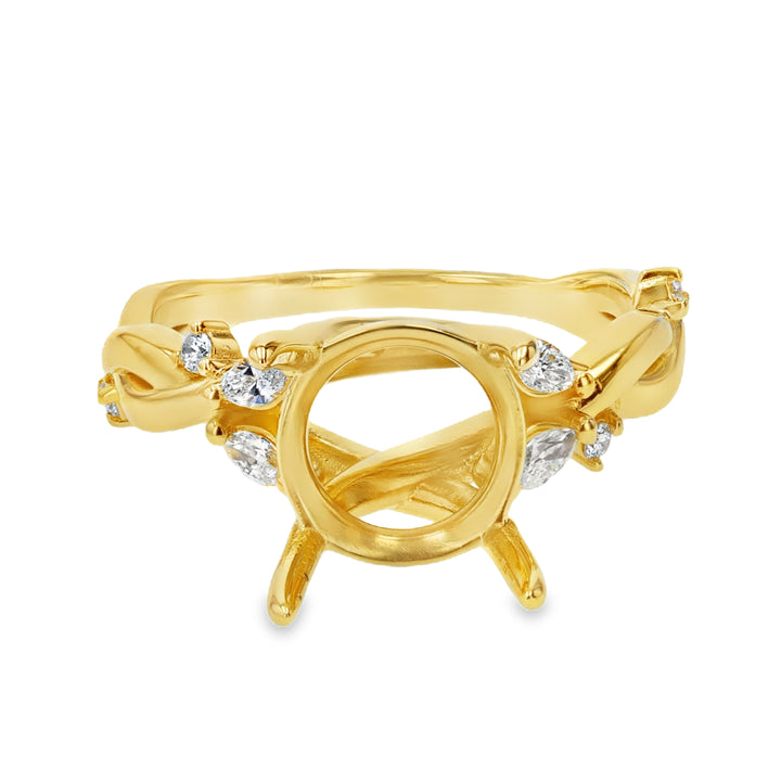 .19ct Diamond 18K Yellow Gold Azalea Twist Semi-Mount