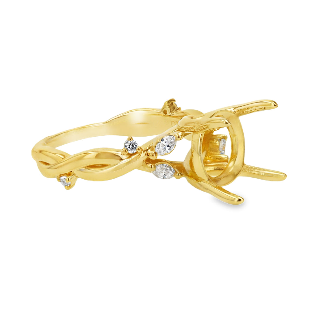 .19ct Diamond 18K Yellow Gold Azalea Twist Semi-Mount