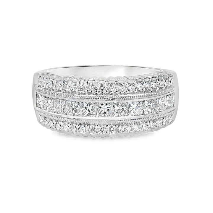 Platinum Diamond Band with Princess & Round Diamonds 1.03ct