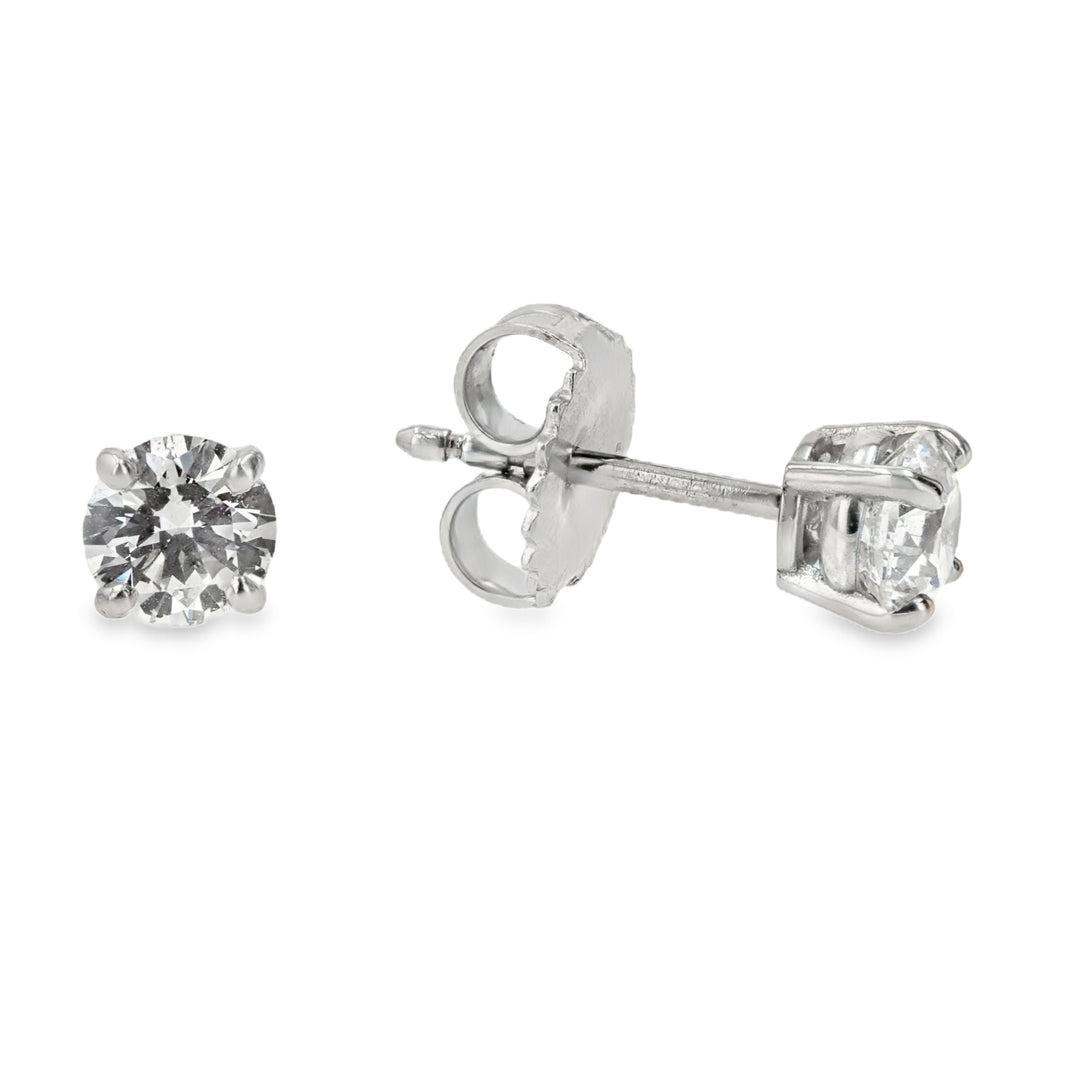 0.82ct F SI1 Diamond Stud Earrings in 14K White Gold