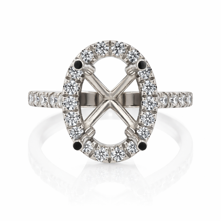 .77ct Diamond Halo Platinum Oval Engagement Ring