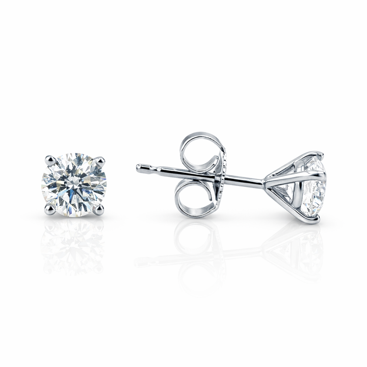 0.84ct Round Brilliant Diamond 4-Prong Martini Stud Earrings