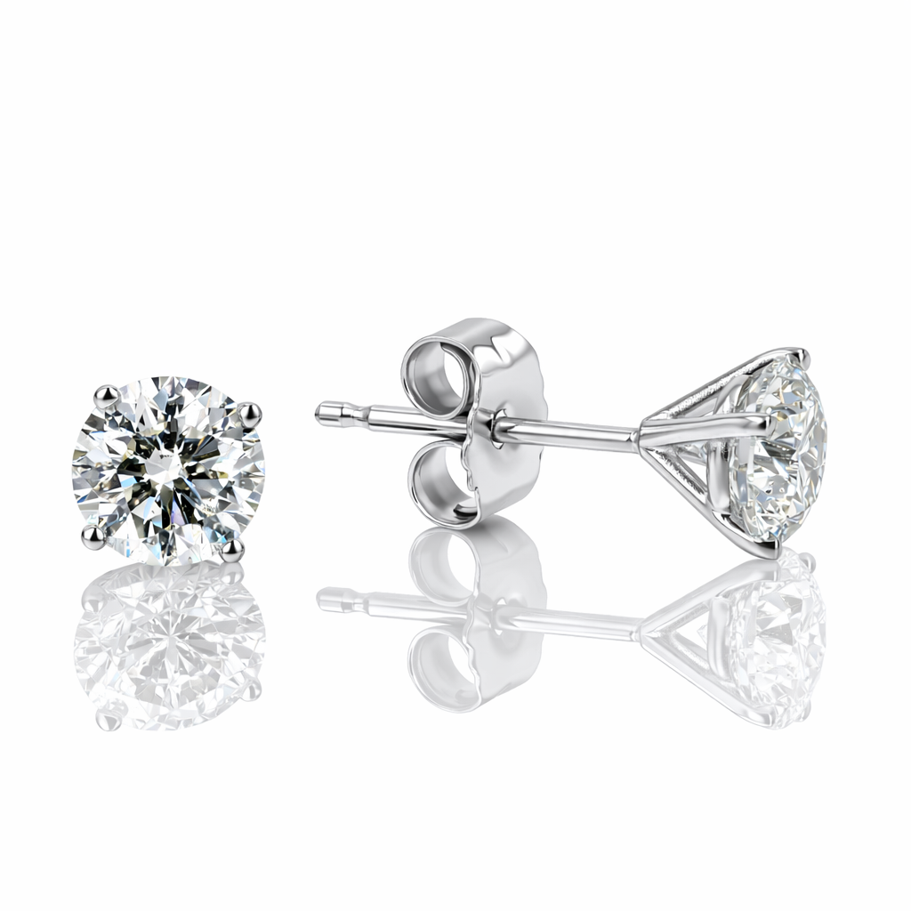 1.03ct Round Diamond Stud Earrings in 14K White Gold