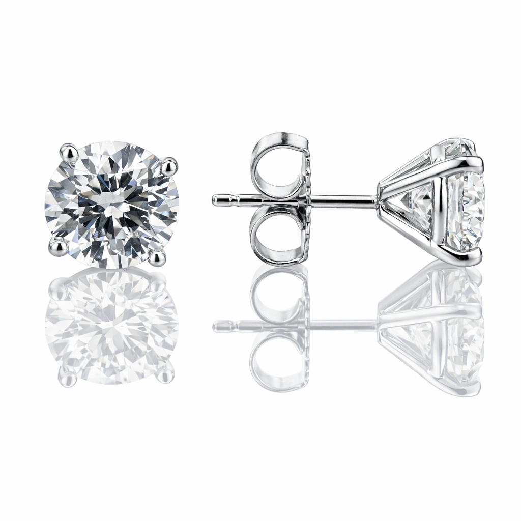 3.08ct Round Lab-Grown Diamond Stud Earrings in 14K White Gold