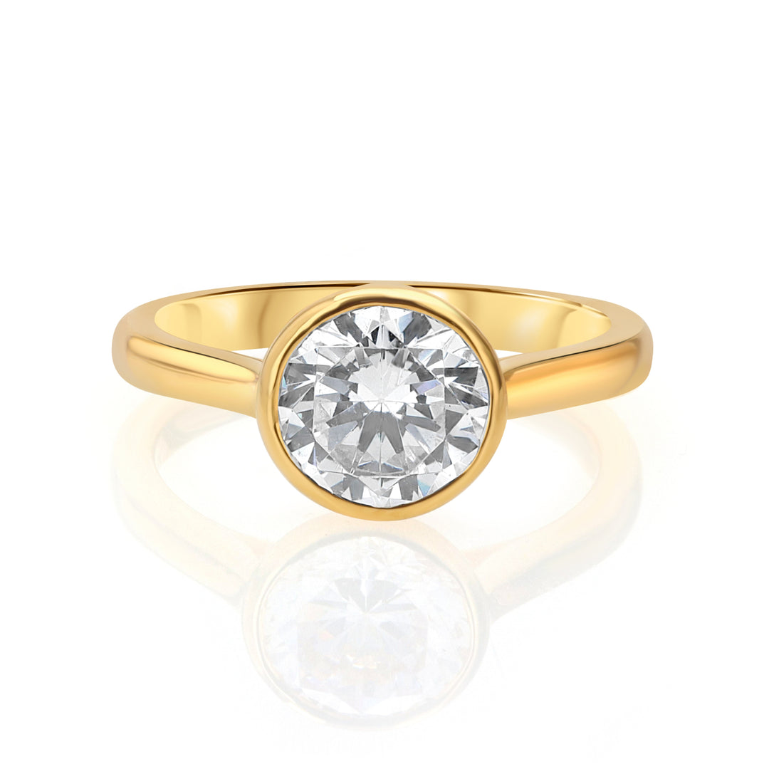 18K Yellow Gold Round Bezel Engagement Ring Mounting