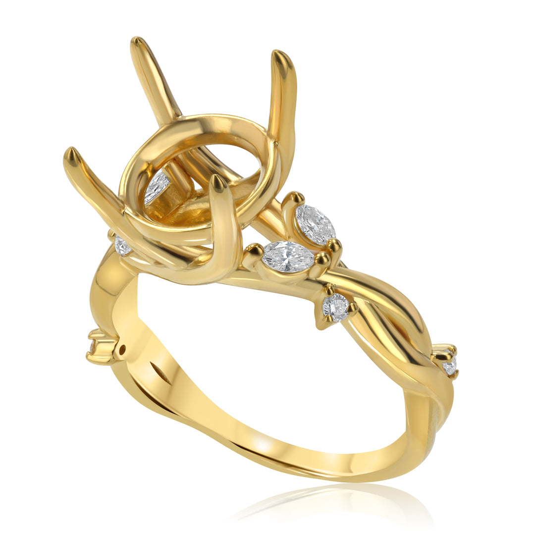 .19ct Diamond 18K Yellow Gold Azalea Twist Semi-Mount