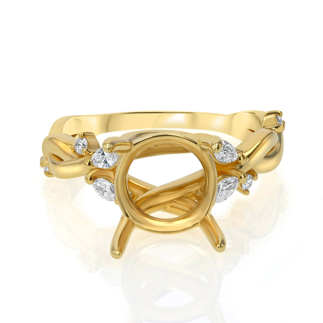 .19ct Diamond 18K Yellow Gold Azalea Twist Semi-Mount