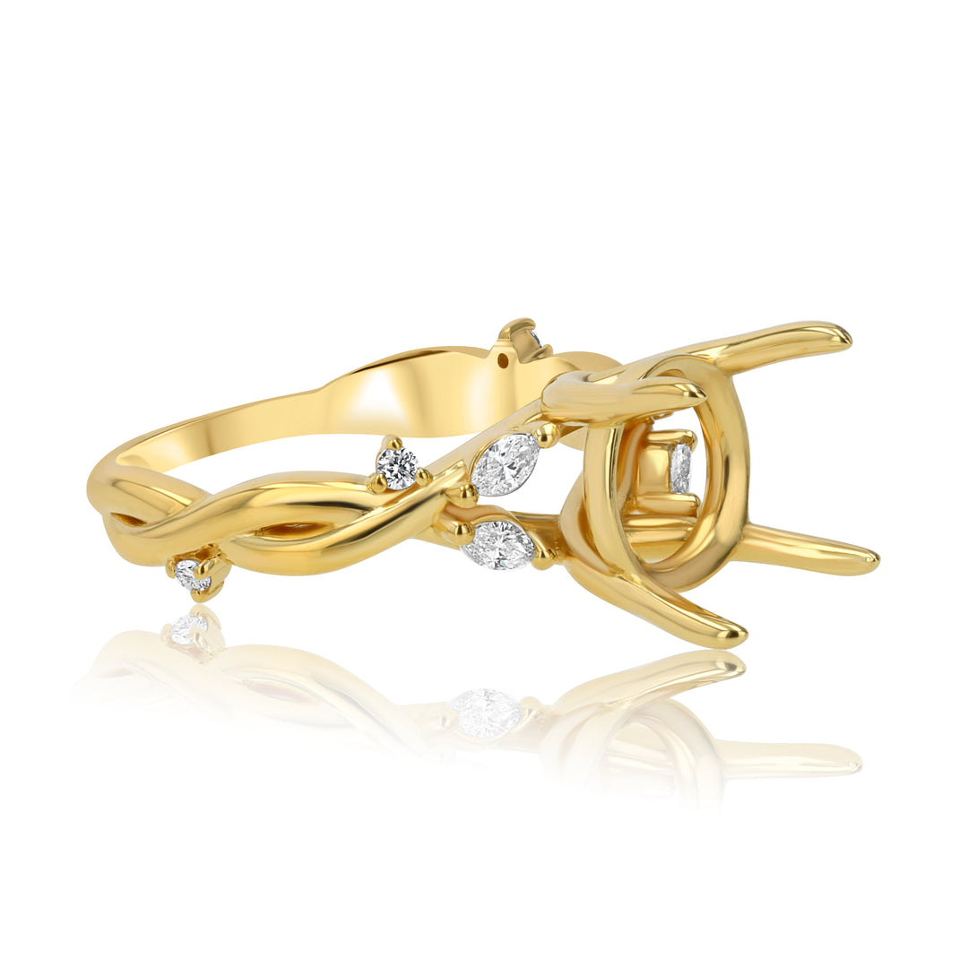 .19ct Diamond 18K Yellow Gold Azalea Twist Semi-Mount