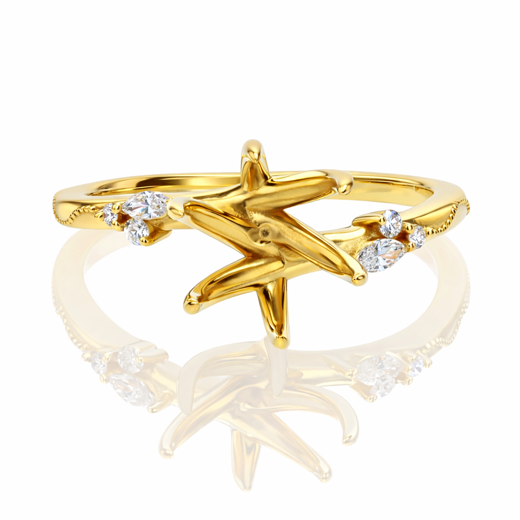 18K Yellow Gold Camelia Semi-Mount for 2.50ct Round