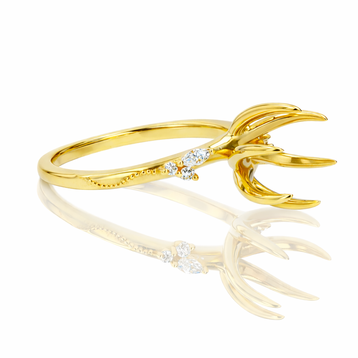 18K Yellow Gold Camelia Semi-Mount for 2.50ct Round