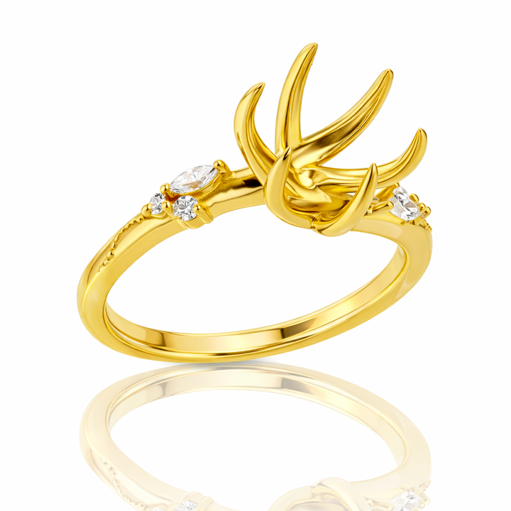 18K Yellow Gold Camelia Semi-Mount for 2.50ct Round