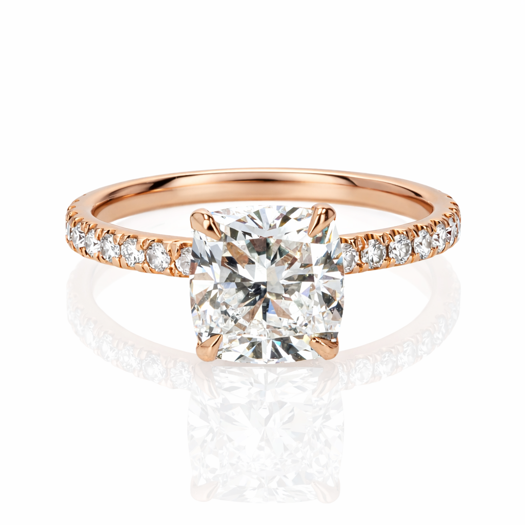 14K Rose Gold Hidden Halo Diamond Engagement Ring Setting