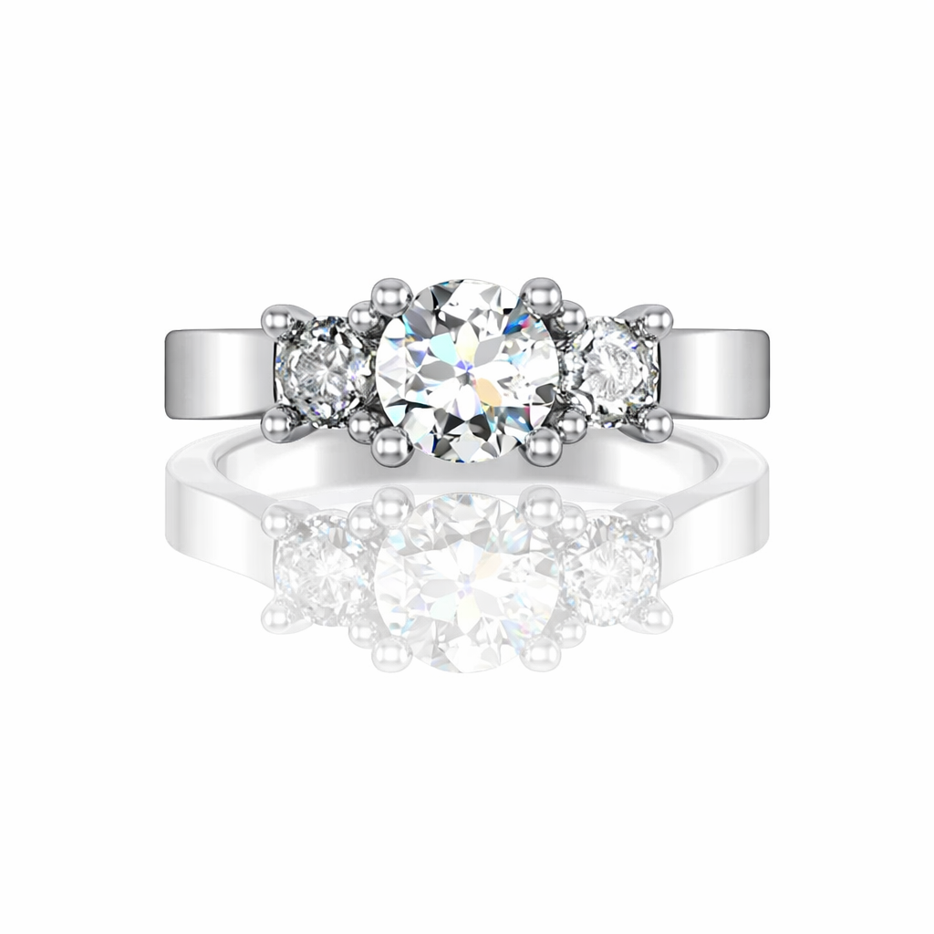 Three-Stone Platinum Cathedral Diamond Engagement Setting