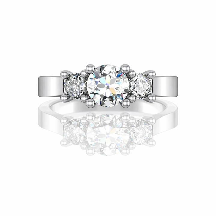 Three-Stone Platinum Cathedral Diamond Engagement Setting
