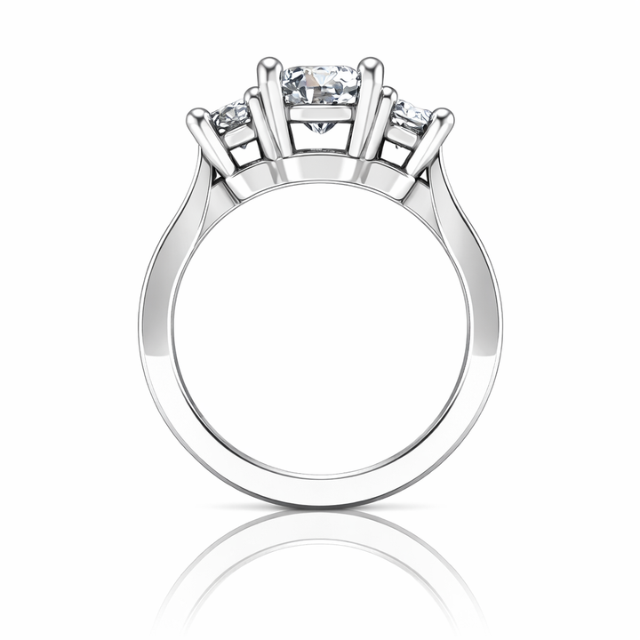 Three-Stone Platinum Cathedral Diamond Engagement Setting