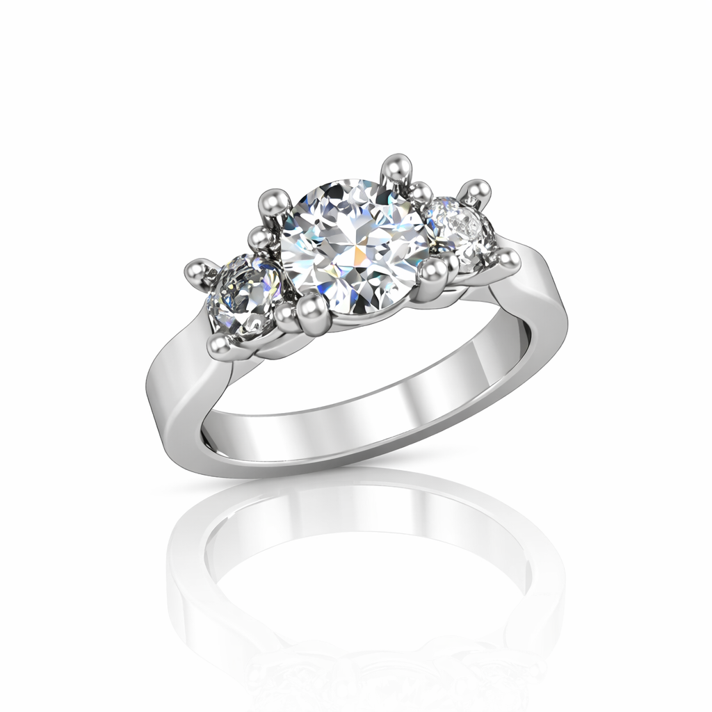 Three-Stone Platinum Cathedral Diamond Engagement Setting