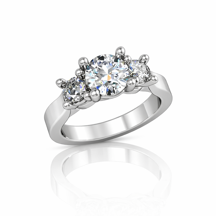 Three-Stone Platinum Cathedral Diamond Engagement Setting