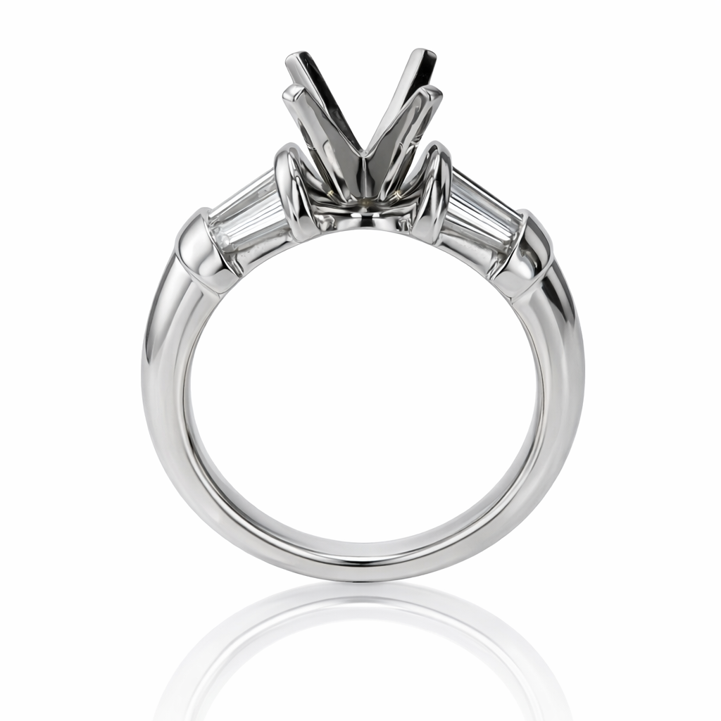 Platinum Tapered Baguette Diamond Bar-Set Engagement Setting