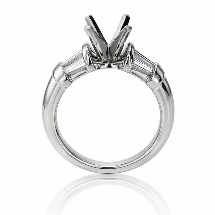 Platinum Tapered Baguette Diamond Bar-Set Engagement Setting