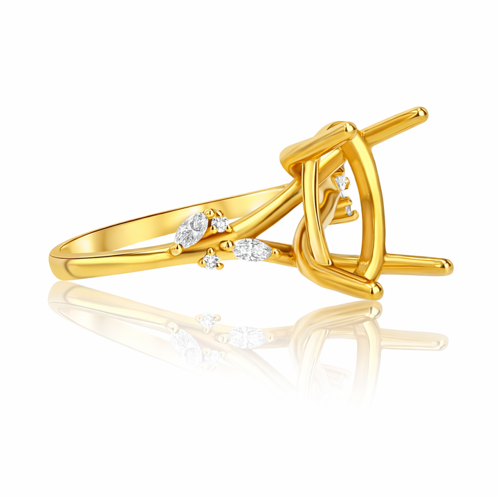 18K Yellow Gold Arden Oval Semi-Mount with Diamond Accents