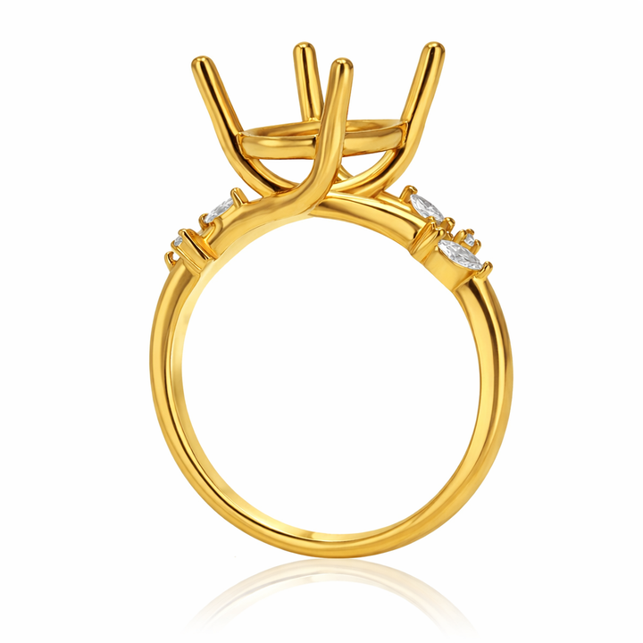 18K Yellow Gold Arden Oval Semi-Mount with Diamond Accents
