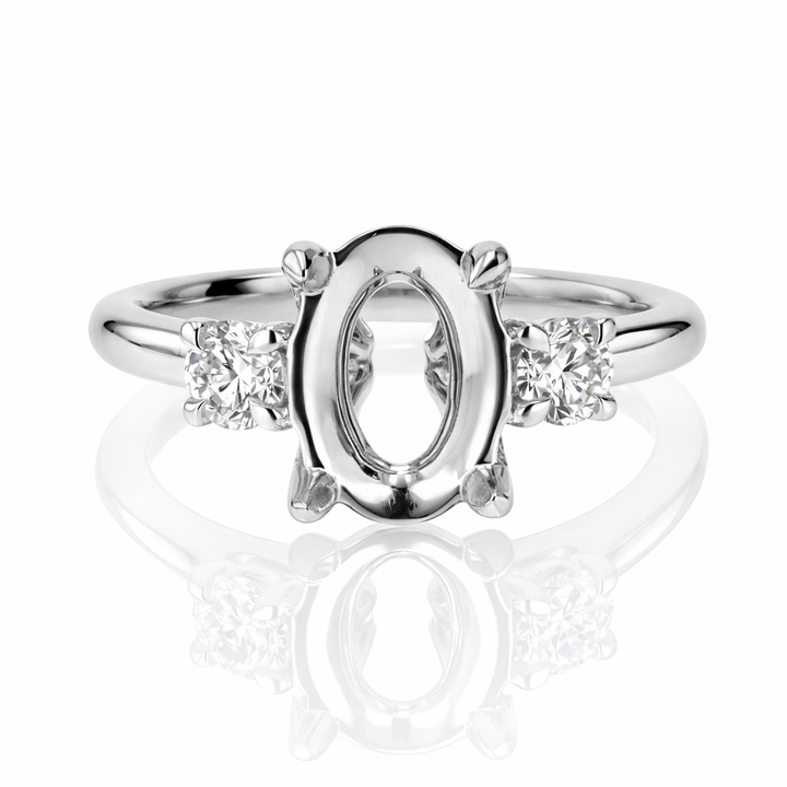 Platinum 3-Stone Oval Engagement Ring Setting .32ct