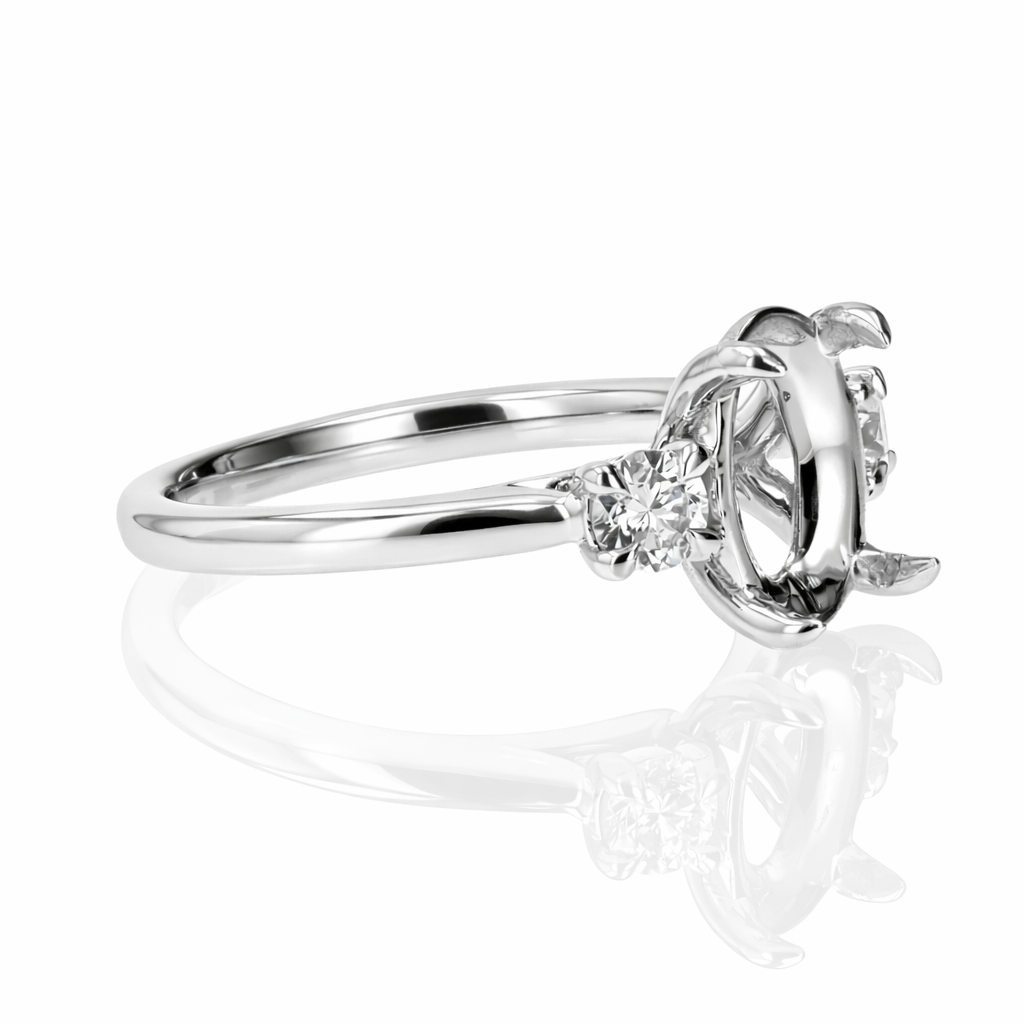 Platinum 3-Stone Oval Engagement Ring Setting .32ct