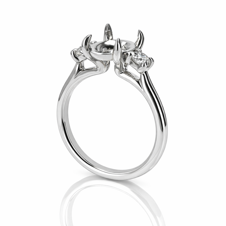 Platinum 3-Stone Oval Engagement Ring Setting .32ct