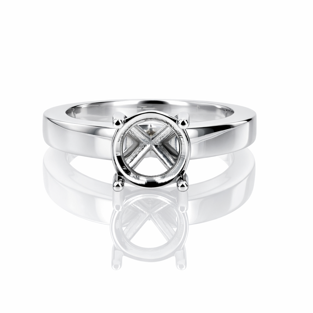 Platinum Solitaire Ring with Four-Prong Basket