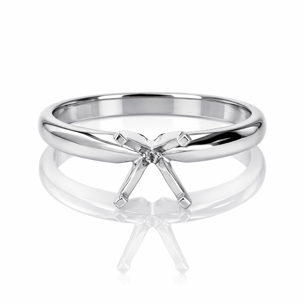 14K White Gold Four-Prong Half Round Shank Setting