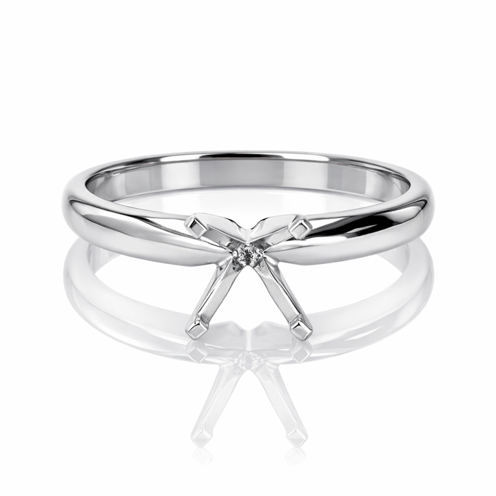 14K White Gold Four-Prong Half Round Shank Setting