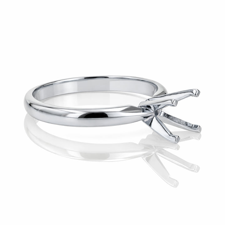 14K White Gold Four-Prong Half Round Shank Setting