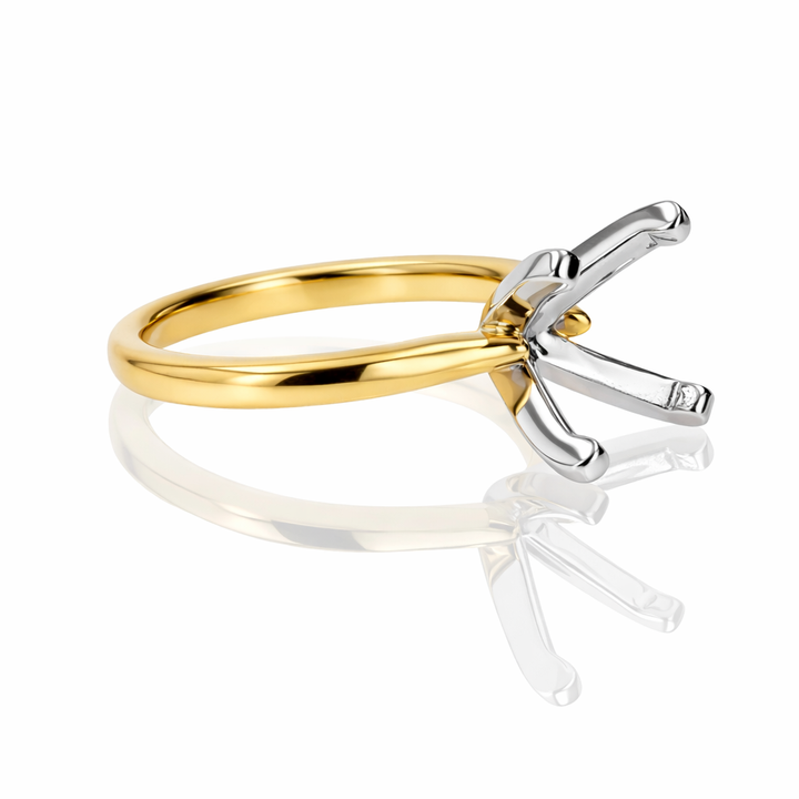 Four-Prong Platinum & Tapered 18K Yellow Gold Solitaire Engagement Ring Setting