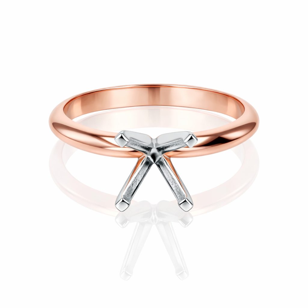 4-Prong Platinum Engagement Ring Setting with 14K Rose Shank