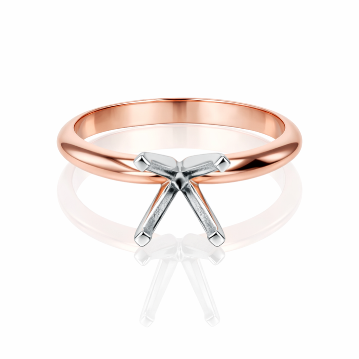 4-Prong Platinum Engagement Ring Setting with 14K Rose Shank