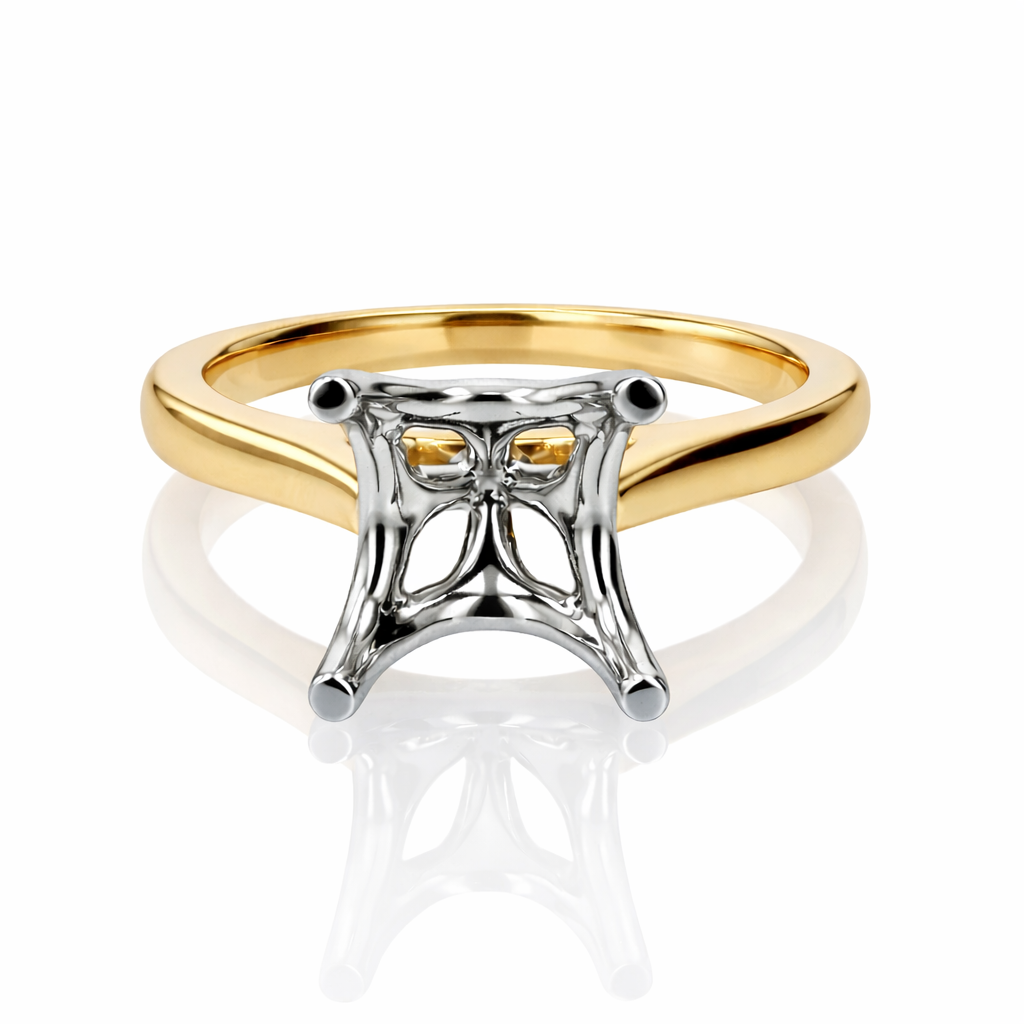 Two-Tone 18K Gold Solitaire Engagement Ring Setting