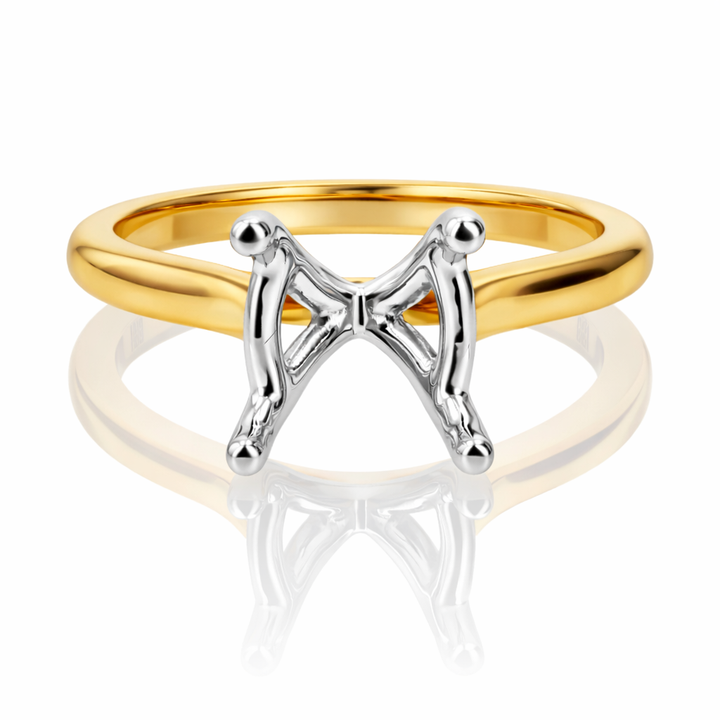 18K Yellow Gold & Platinum Heavy 4-Prong Ring Setting