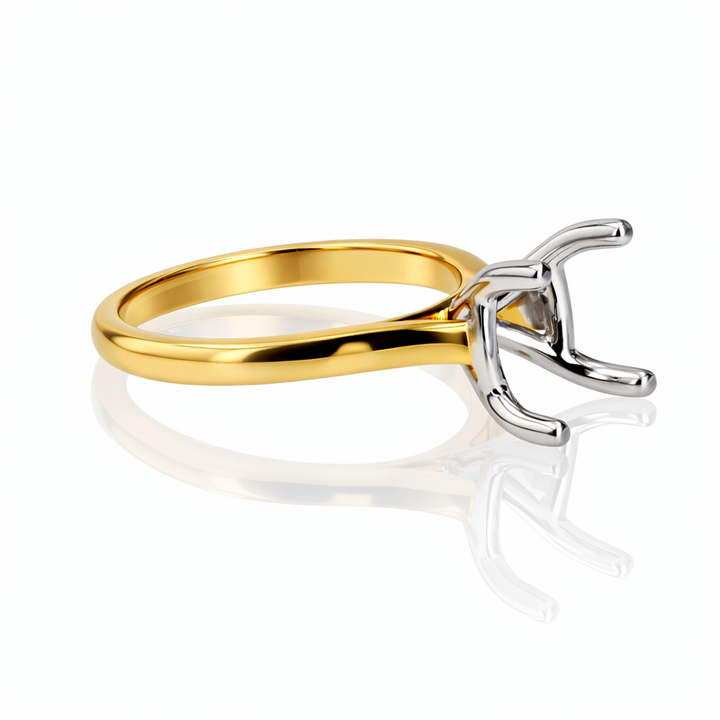 18K Yellow Gold & Platinum Heavy 4-Prong Ring Setting