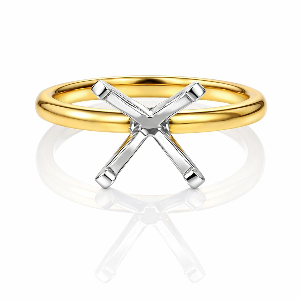 4-Prong Platinum & 18K Yellow Gold Solitaire Setting