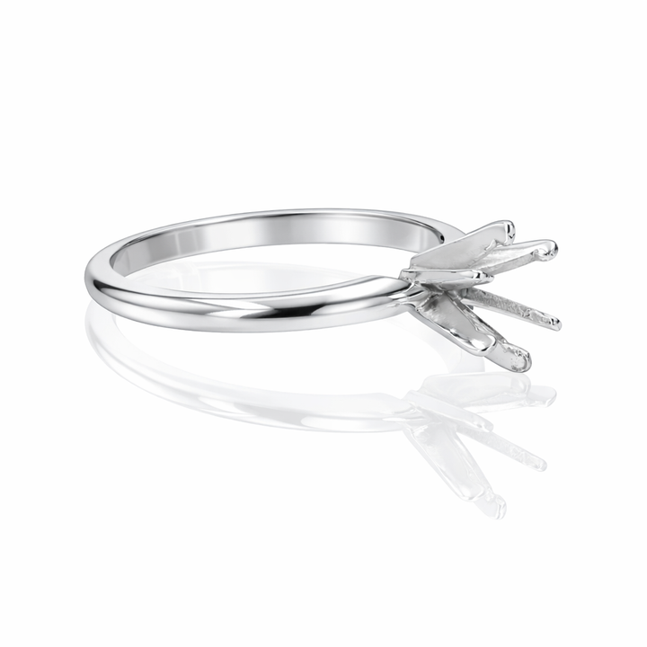 Platinum Solitaire 6-Prong Crown Head Engagement Ring Setting