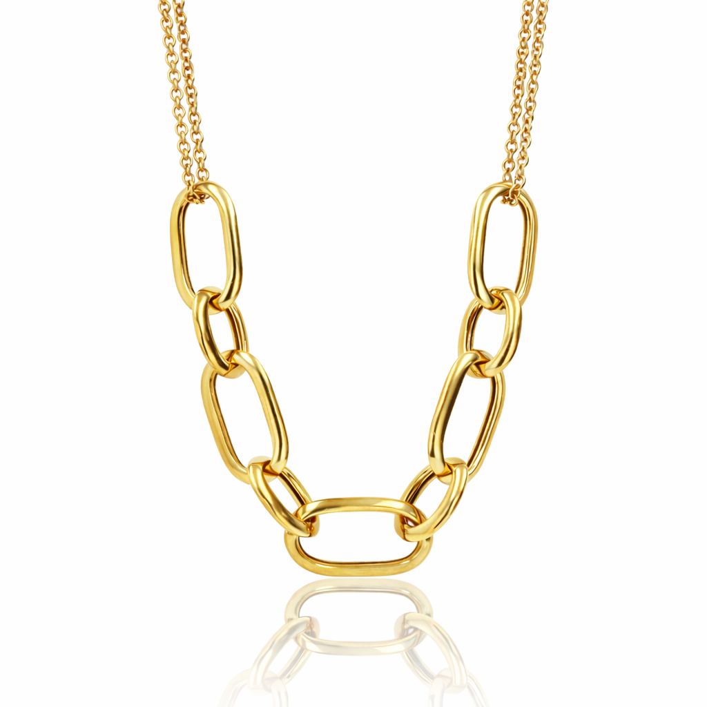 Gold Vermeil Large Link Two-Strand Sterling Necklace