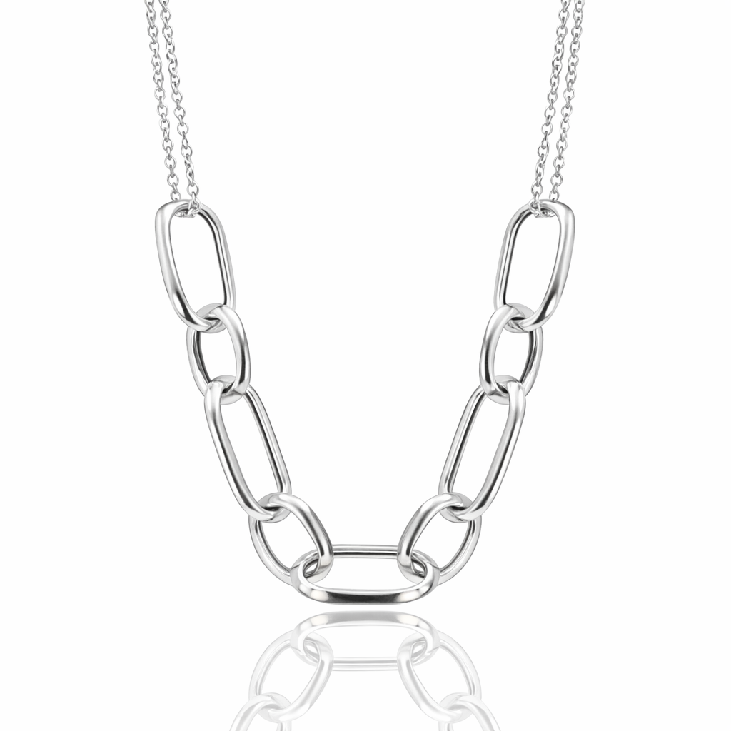 Sterling Silver 9-Link Two-Strand Chain Necklace