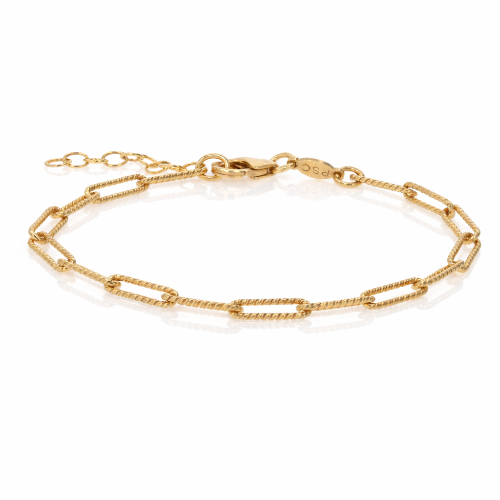 Gold Vermeil Twisted Oval Link Bracelet in Sterling Silver