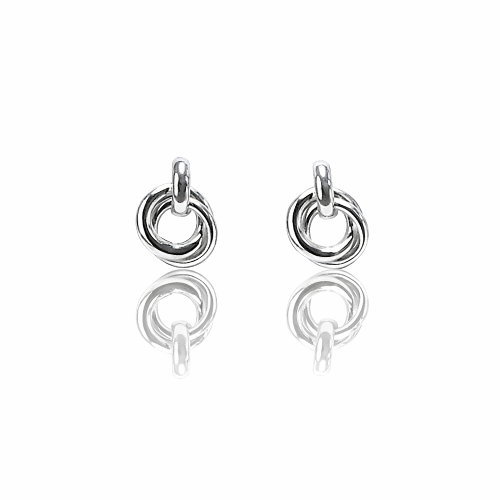 Sterling Silver 3-Link Earrings – Modern Minimalist Design
