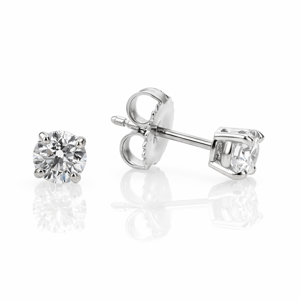 0.82ct F SI1 Diamond Stud Earrings in 14K White Gold
