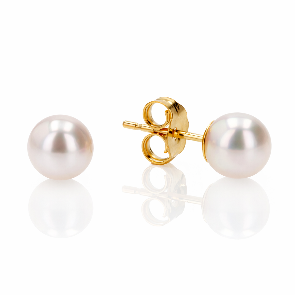 6–6.5mm AA Japanese Akoya Pearl Stud Earrings in 14K Gold