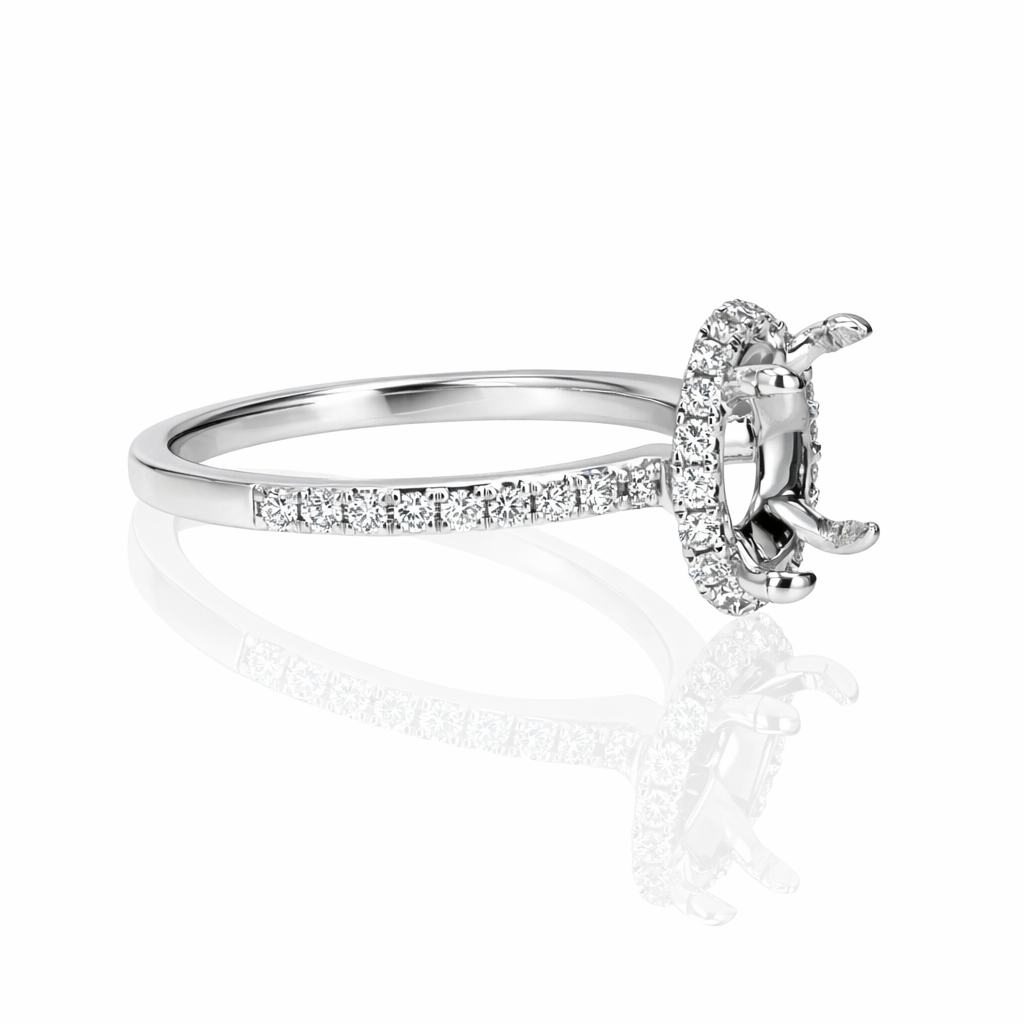 .36ct Diamond Peekaboo Halo 14K White Gold Engagement Ring
