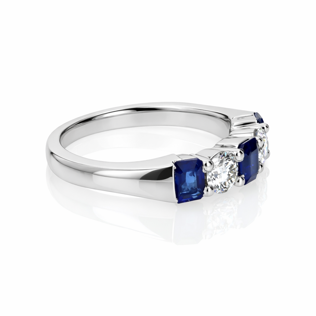 .78ct Sapphire & .44ct Diamond Platinum Five-Stone Ring