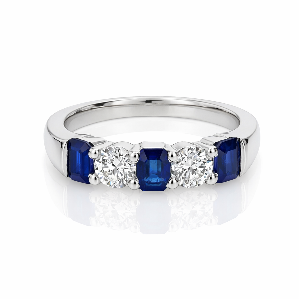 .78ct Sapphire & .44ct Diamond Platinum Five-Stone Ring